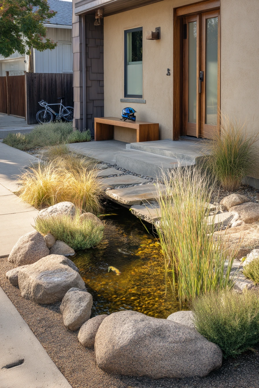 Front-yard koi pond with curb appeal
