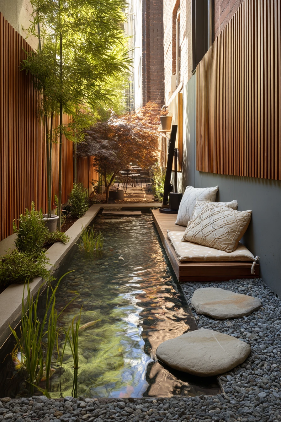 Small courtyard koi pond for compact homes