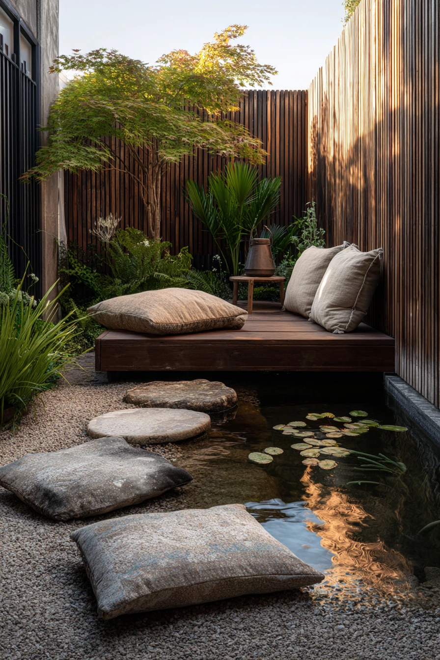Small courtyard koi pond for compact homes