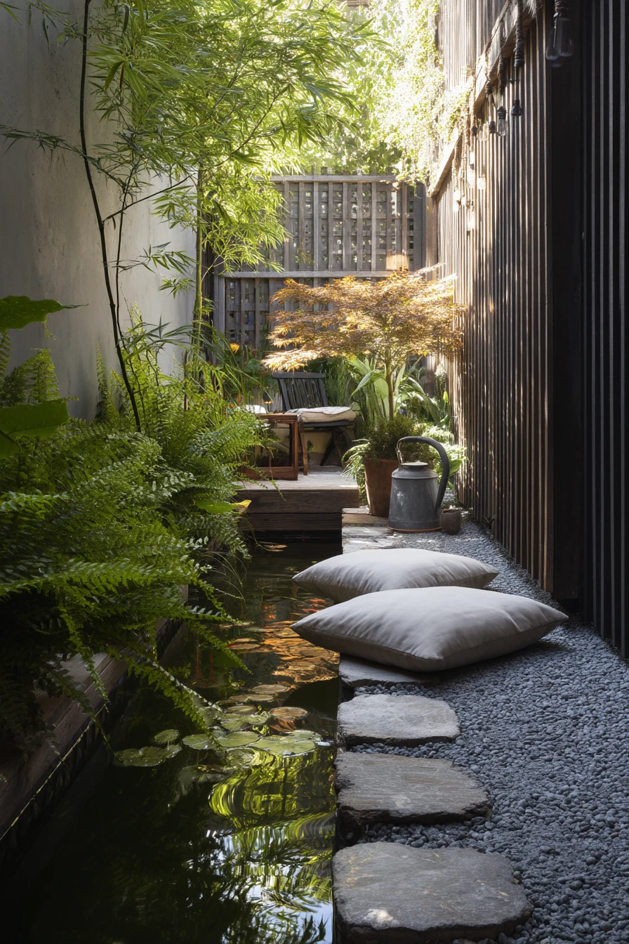 Small courtyard koi pond for compact homes