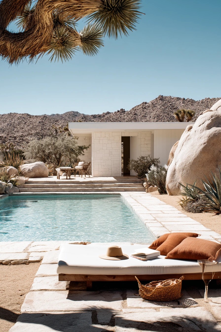 Modern Desert Lagoon Pool with Quiet Shade