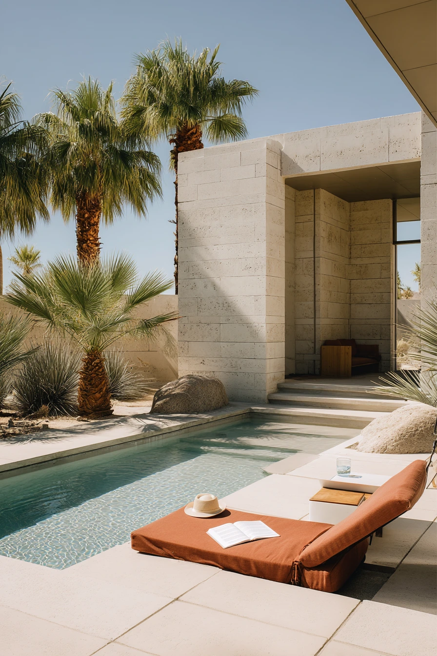 Modern Desert Lagoon Pool with Quiet Shade