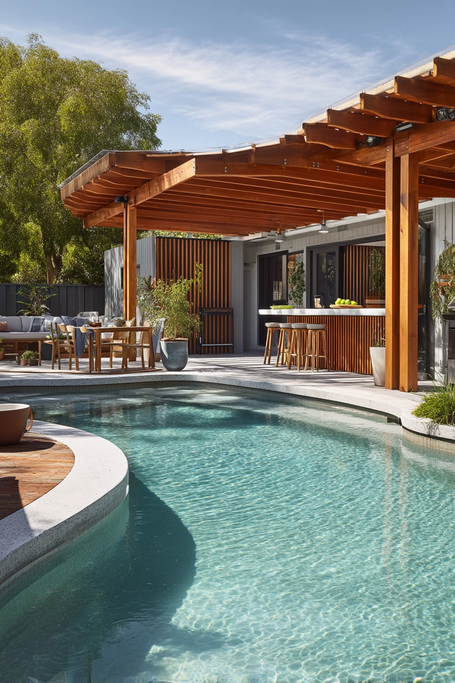 Lagoon Pool with Outdoor Kitchen and Everyday Mess