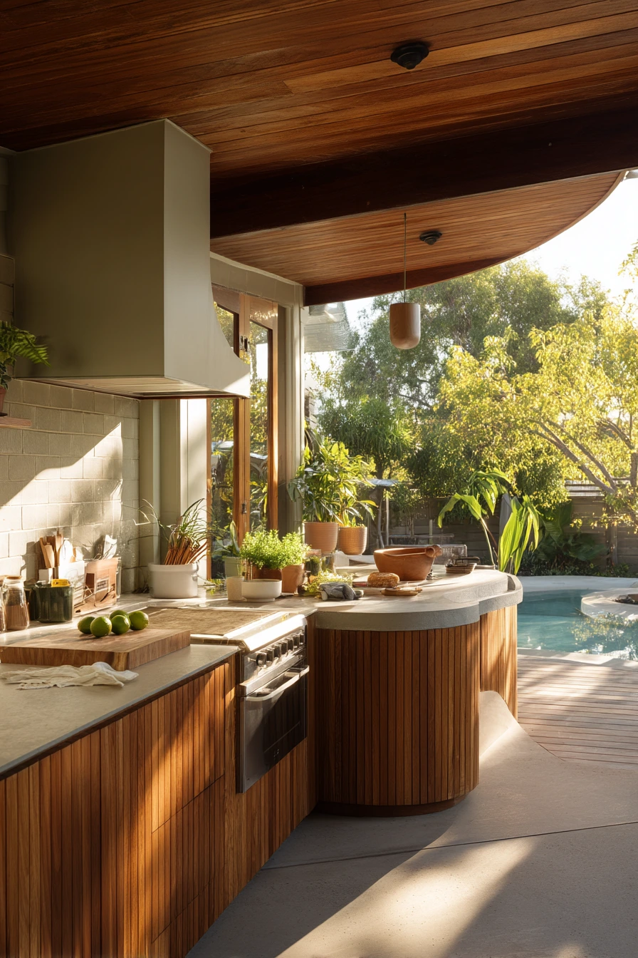 Lagoon Pool with Outdoor Kitchen and Everyday Mess