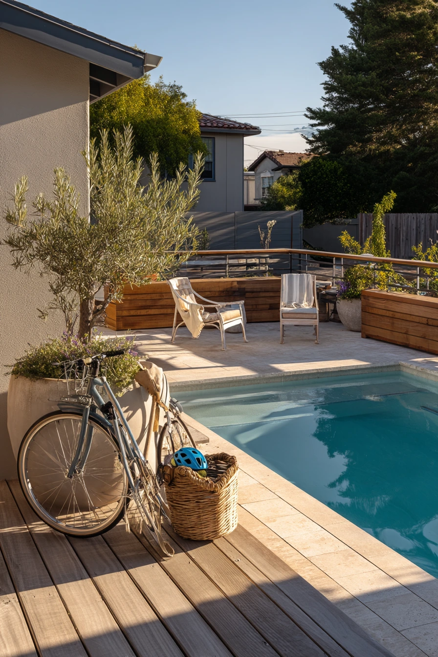 Small Backyard Lagoon Pool with Multi-Use Deck