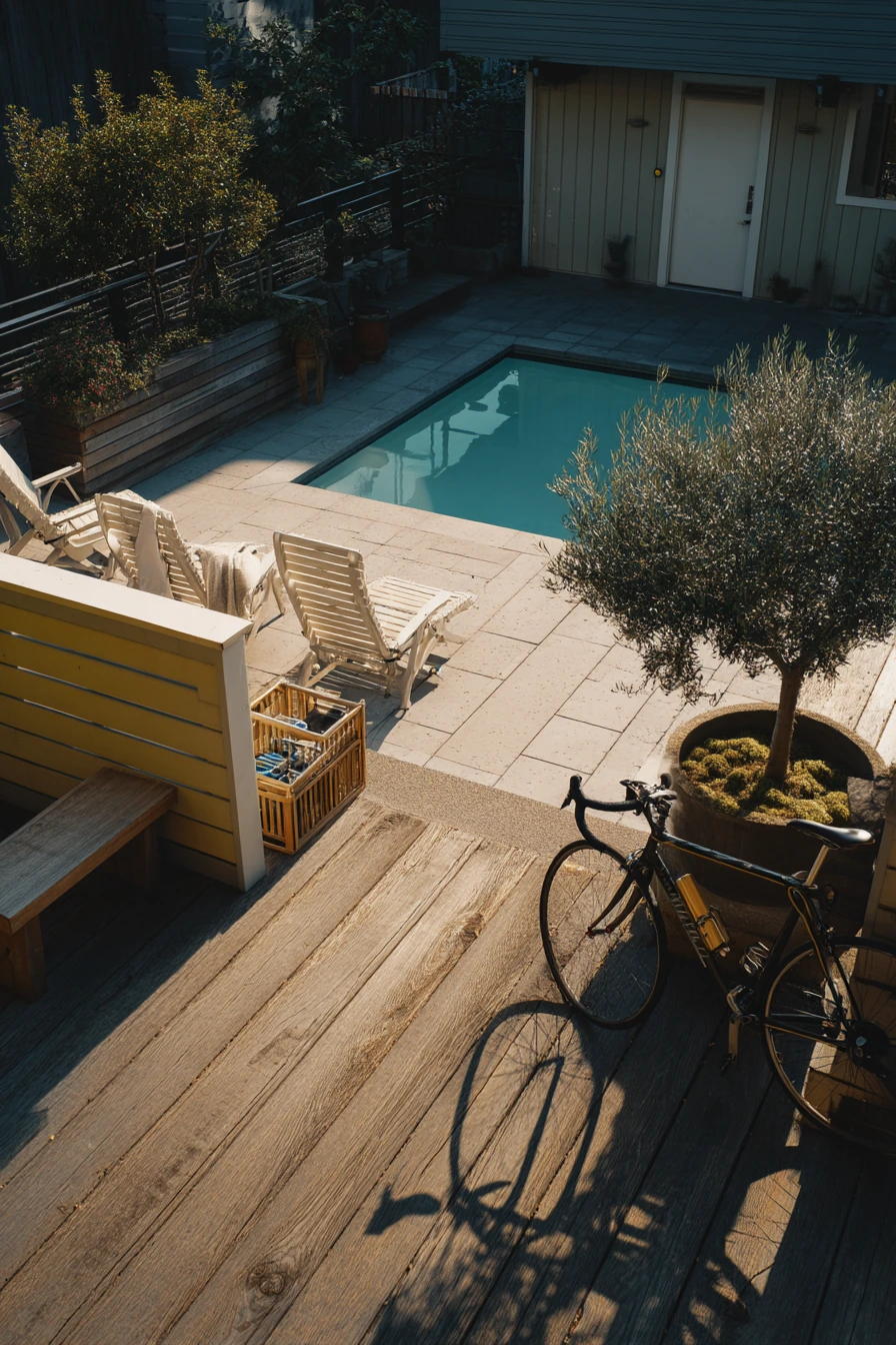 Small Backyard Lagoon Pool with Multi-Use Deck