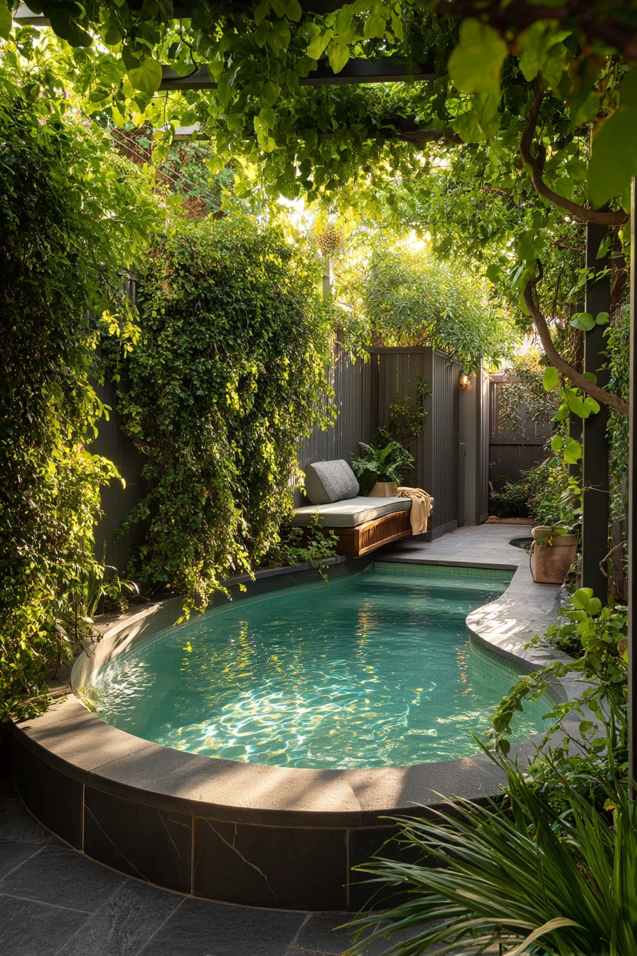 Compact Courtyard Lagoon Pool for a Narrow Yard