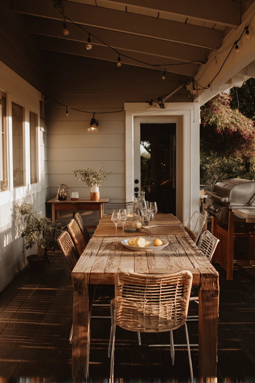 Entertaining Lanai With Casual Dinner Setup