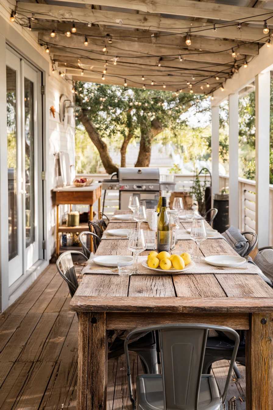 Entertaining Lanai With Casual Dinner Setup