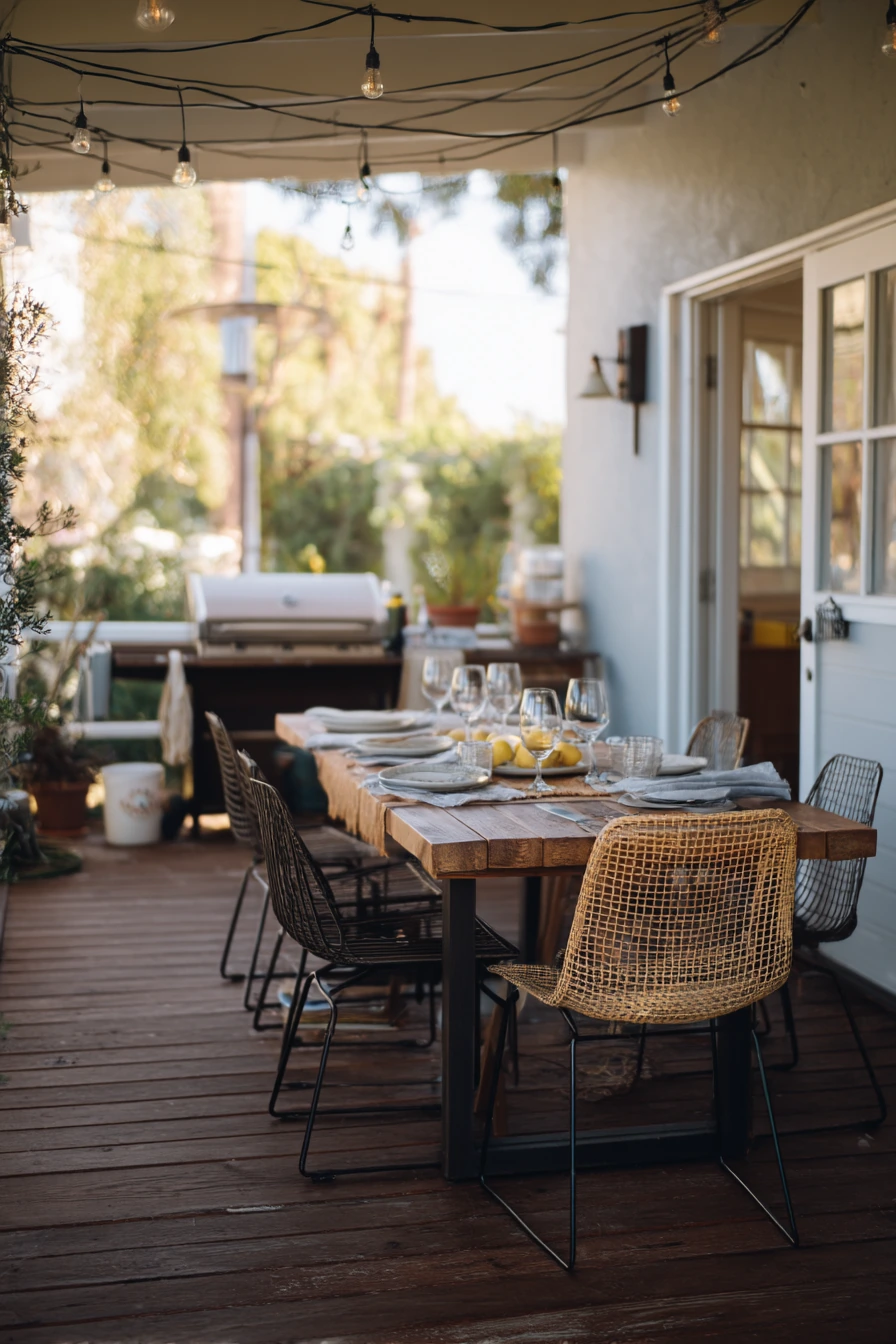 Entertaining Lanai With Casual Dinner Setup