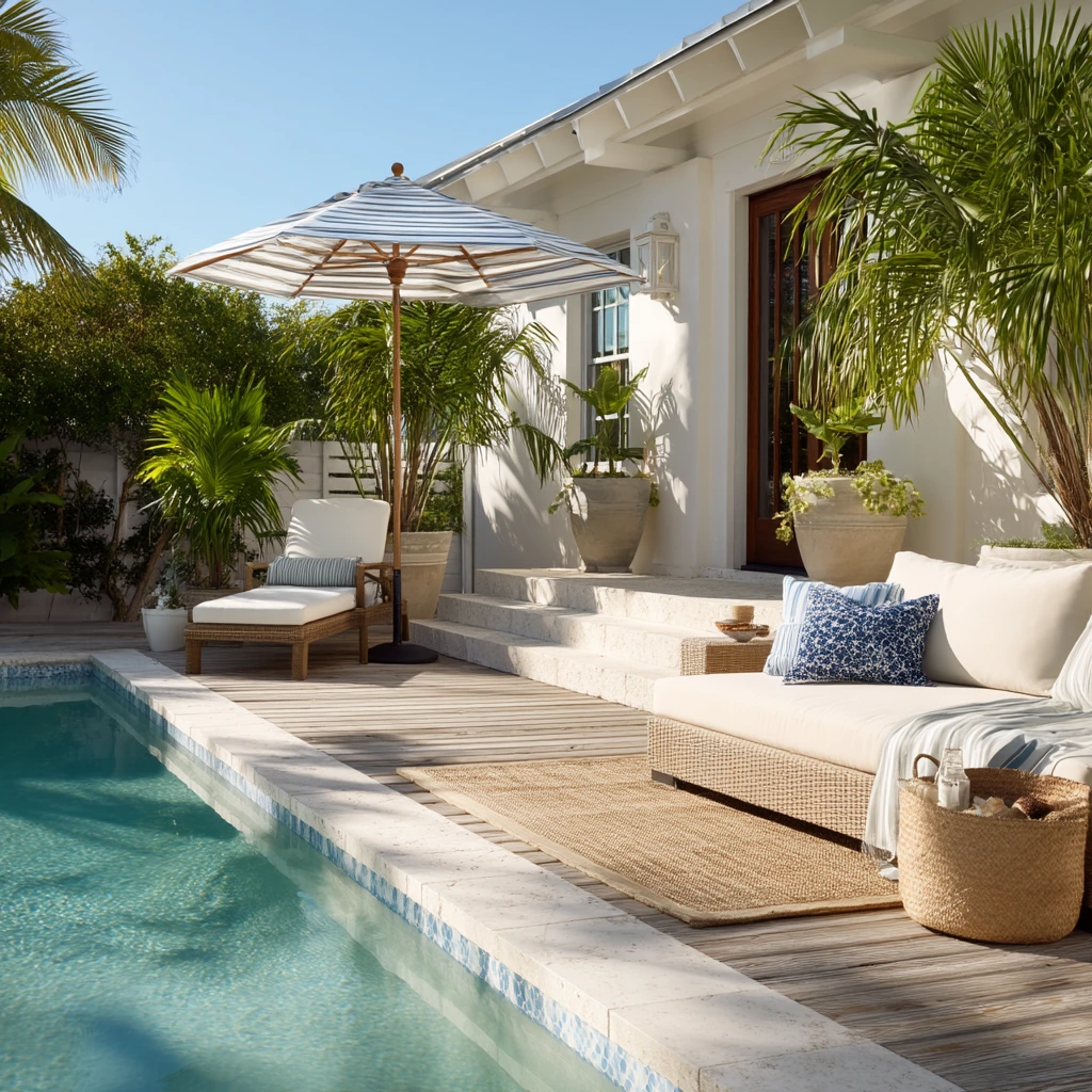 Poolside Deck With Shade and Seating