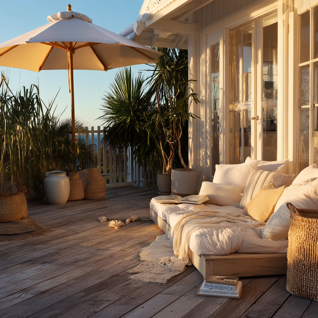 Coastal Deck With Breezy Sunset Seating