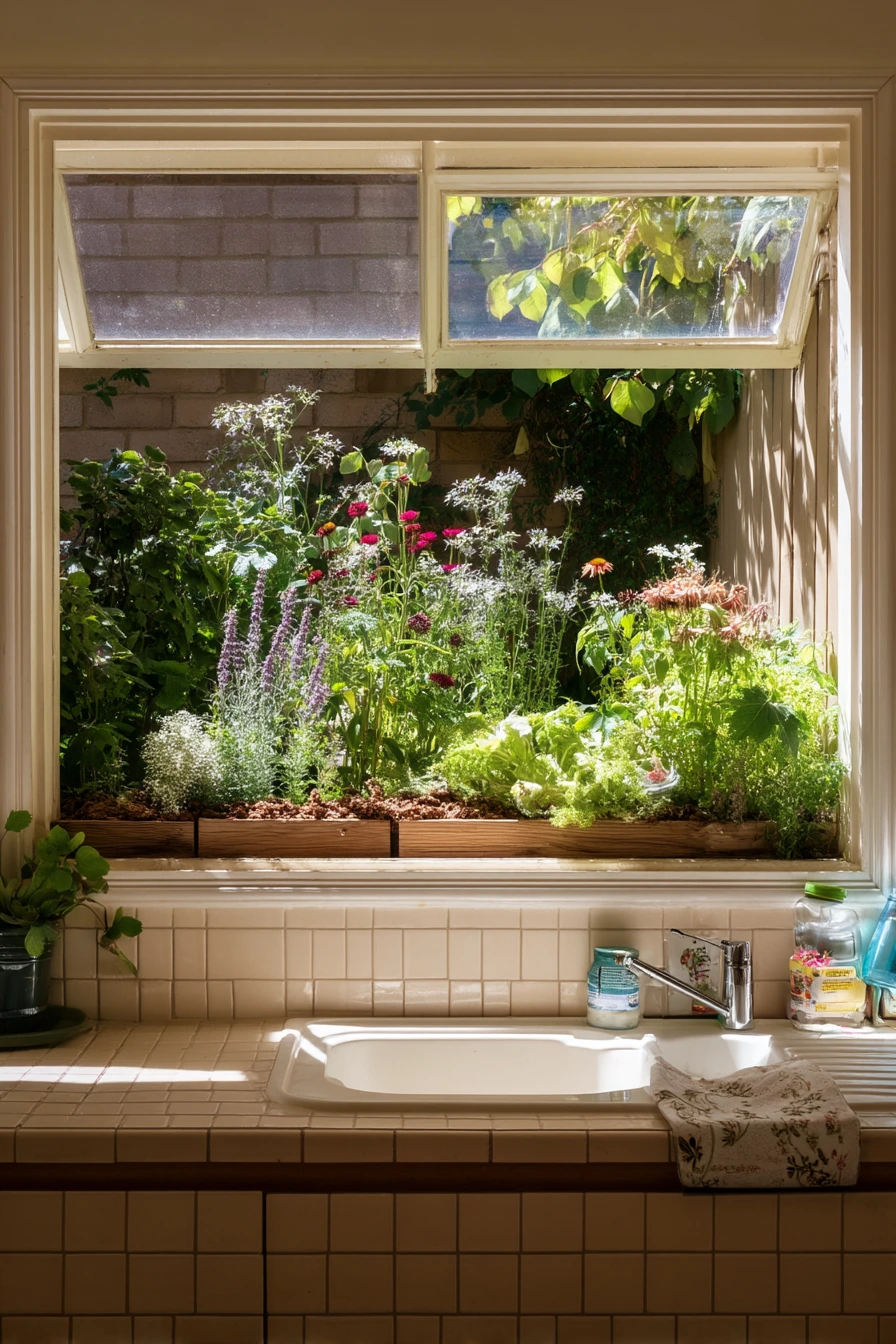Pollinator Border Beside a Kitchen Window