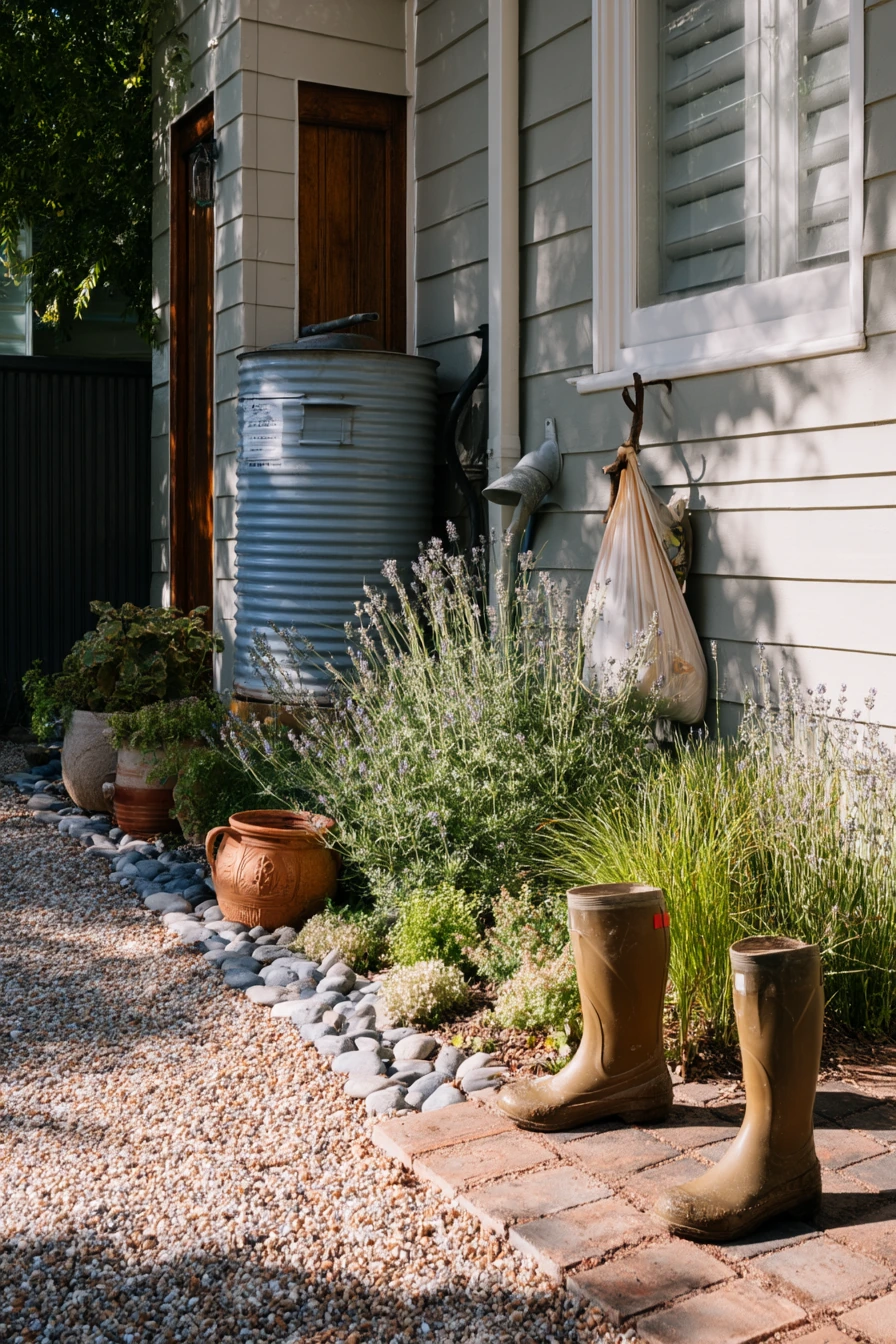 Gravel and Lavender Border by the Front Door