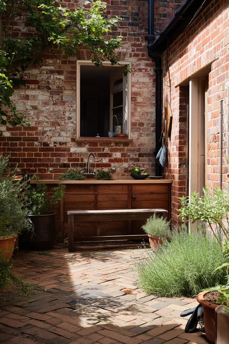 Courtyard Border with Pots and Herbs