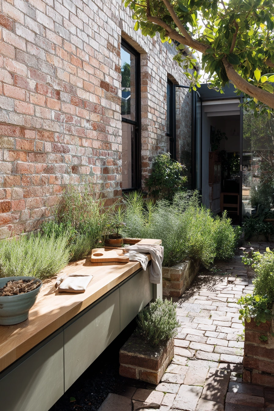Courtyard Border with Pots and Herbs