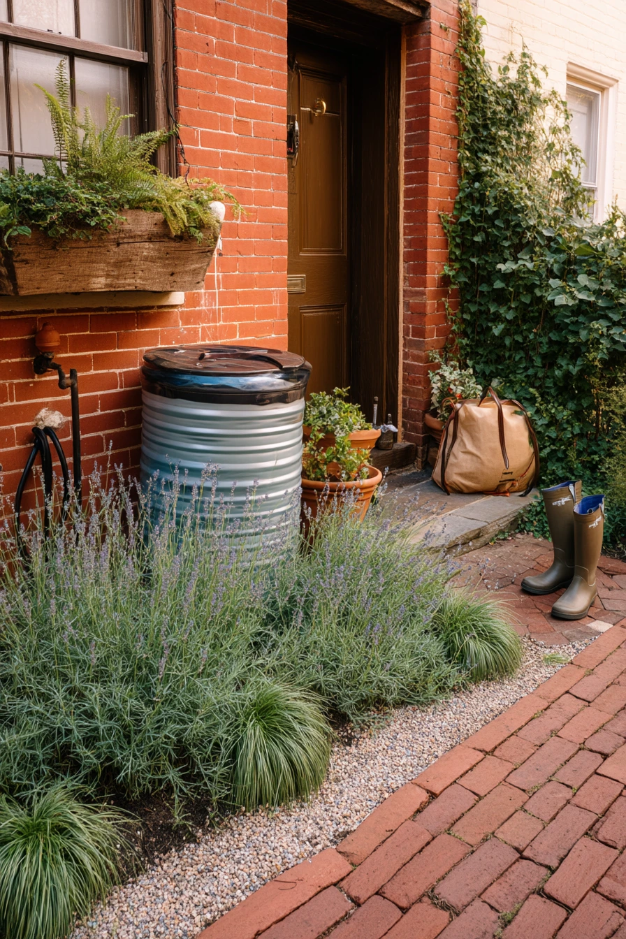 Gravel and Lavender Border by the Front Door
