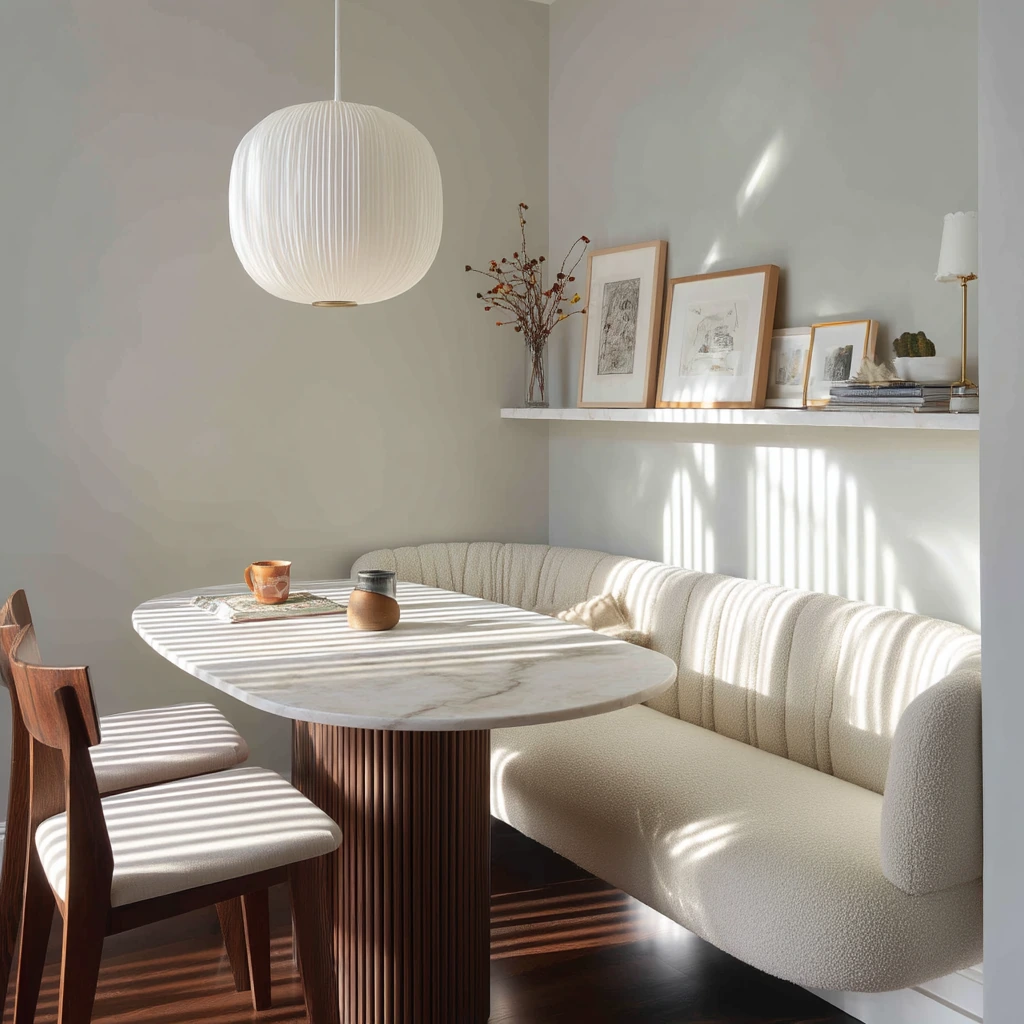 Compact Luxe in a Narrow Dining Nook