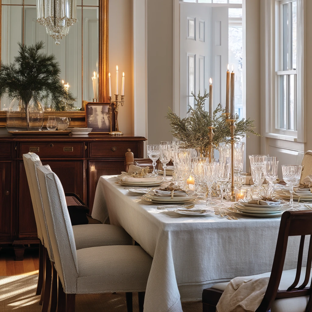 Formal Dining Room With Soft Holiday Touches