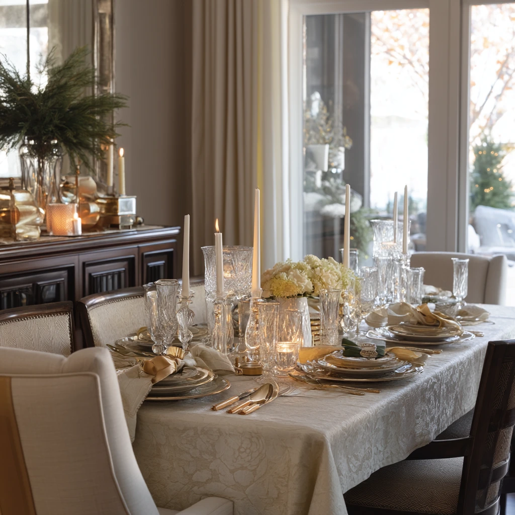 Formal Dining Room With Soft Holiday Touches