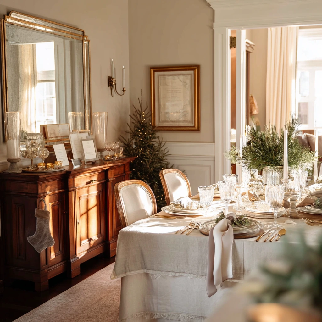 Formal Dining Room With Soft Holiday Touches