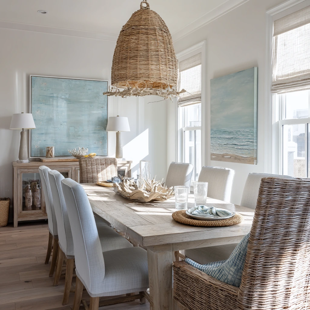 Coastal Luxe Dining Room After a Beach Day