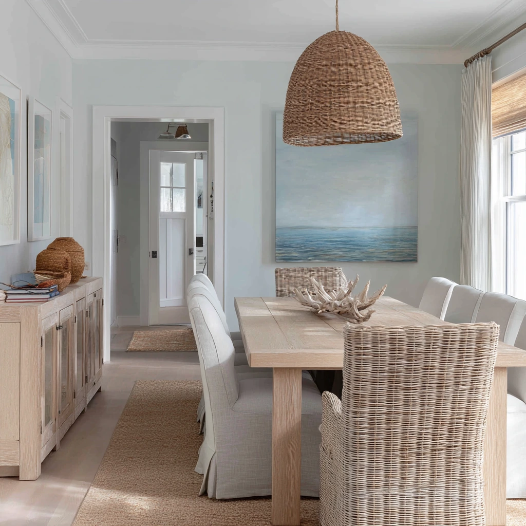 Coastal Luxe Dining Room After a Beach Day