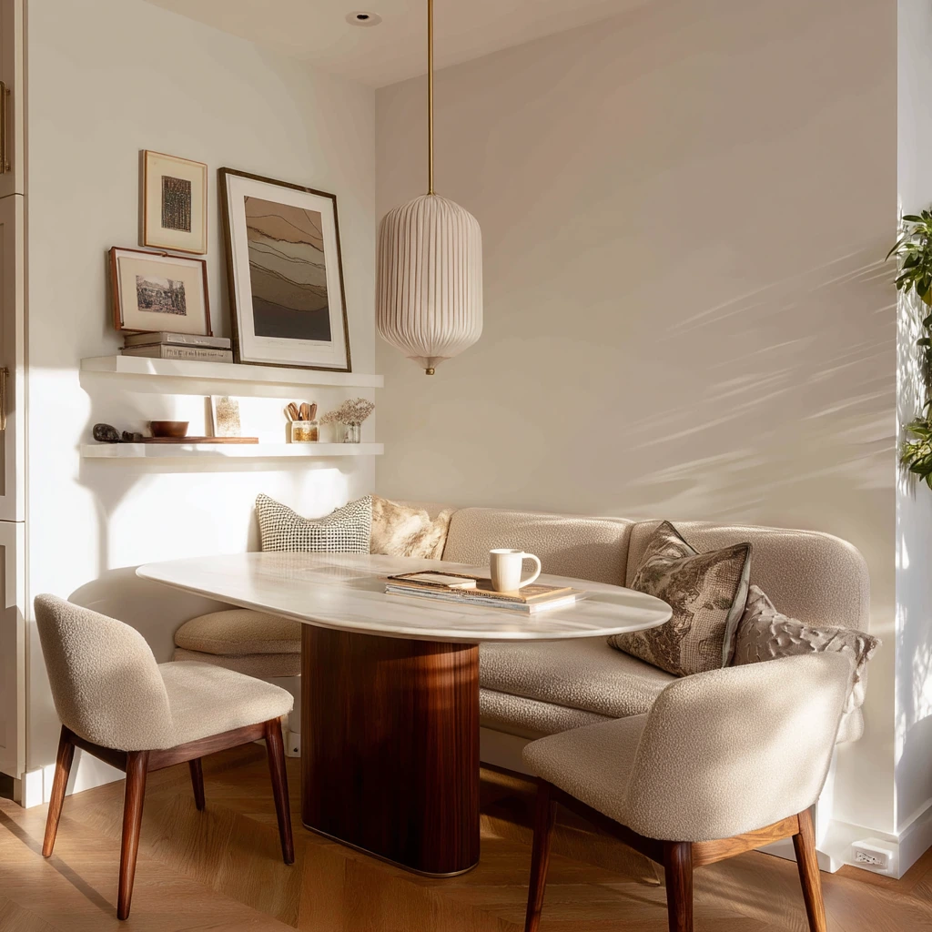 Compact Luxe in a Narrow Dining Nook