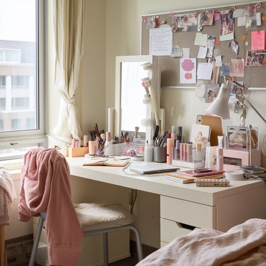 Teen Makeup Space with Study-Life Overlap