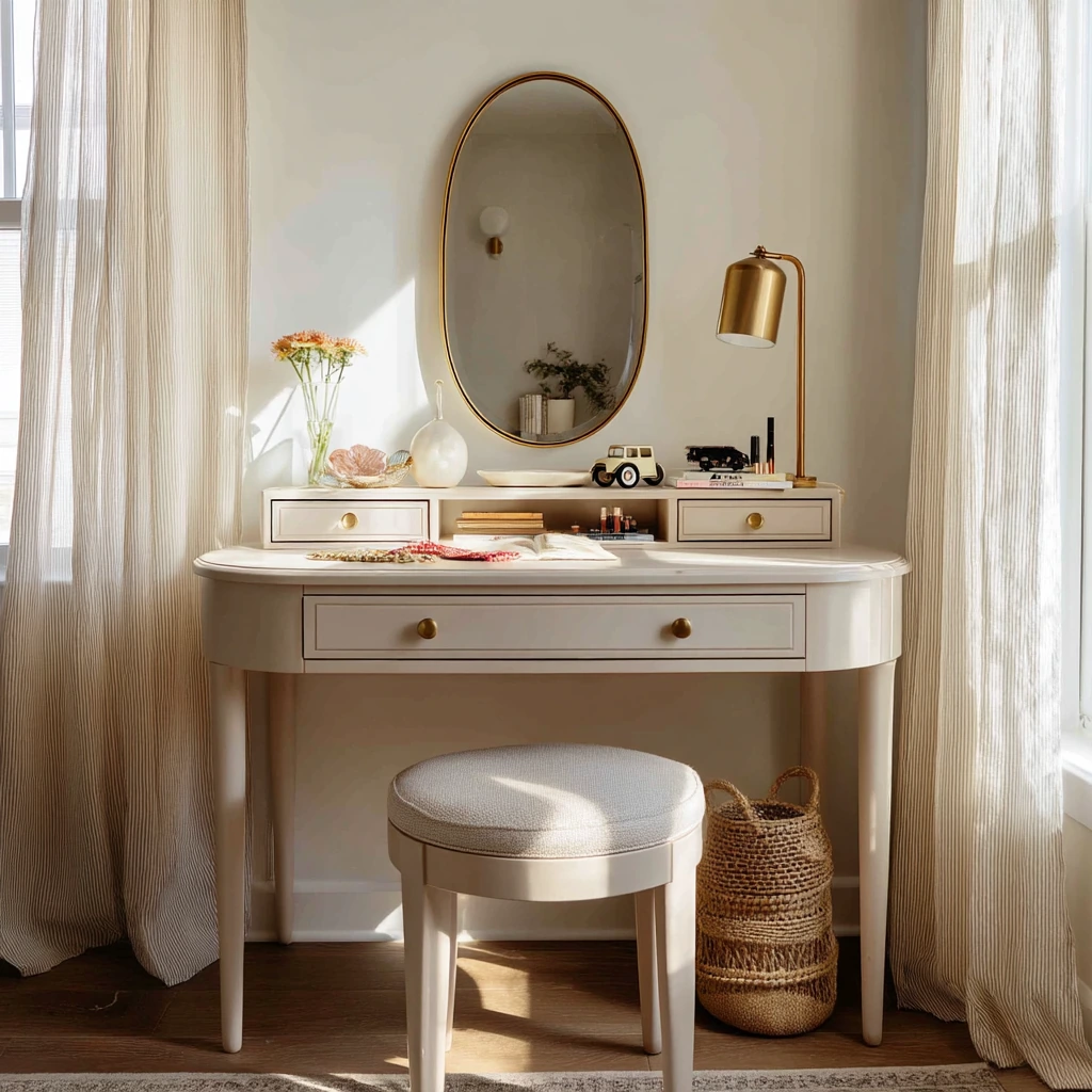 Soft Glam Makeup Room with Plant Shadows