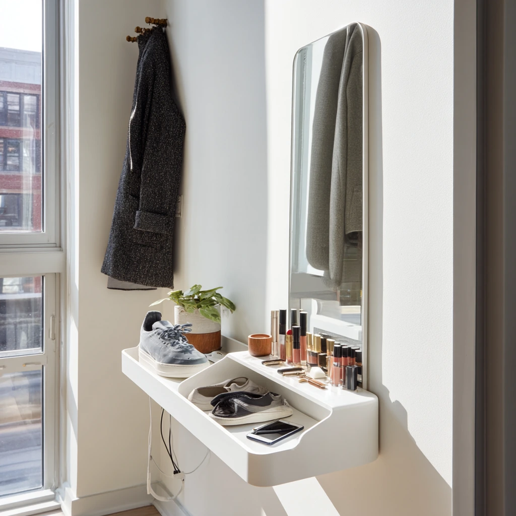 Compact Vanity in a Narrow Hall Niche