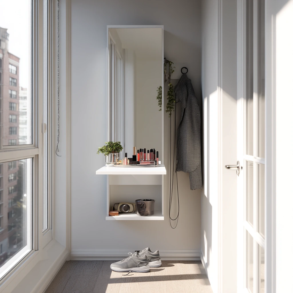 Compact Vanity in a Narrow Hall Niche