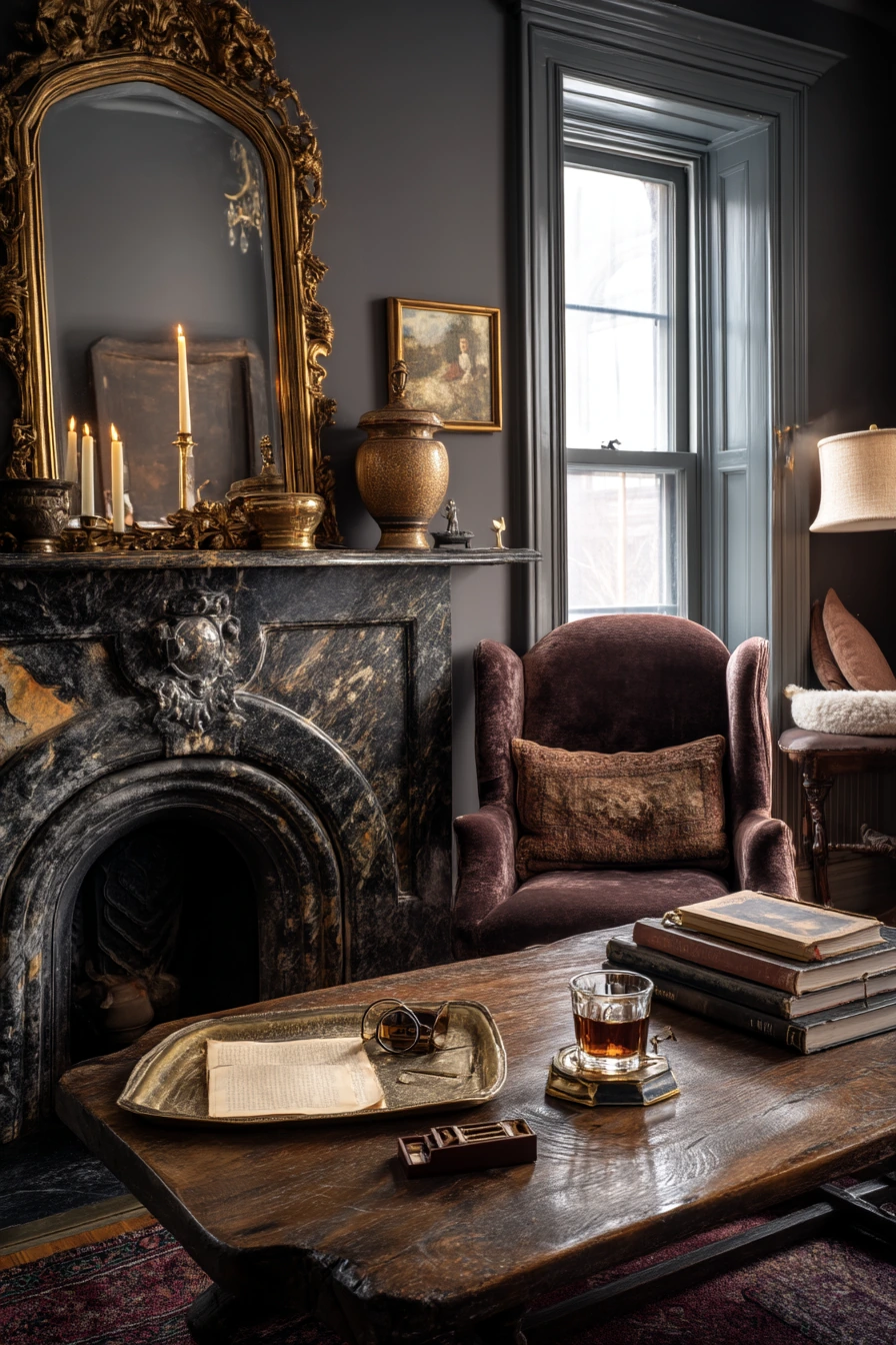 6. English-Adjacent Fireplace with Collected Charm