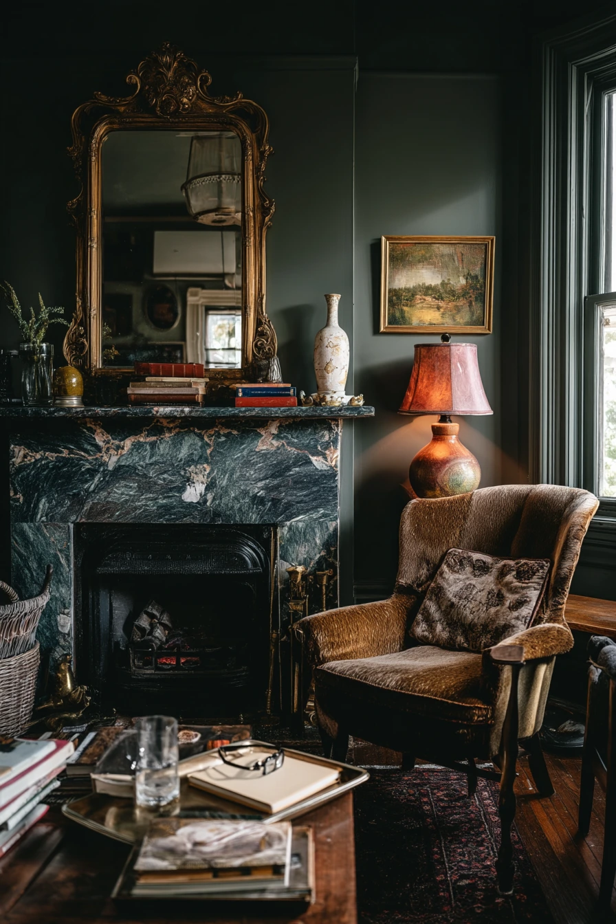 6. English-Adjacent Fireplace with Collected Charm