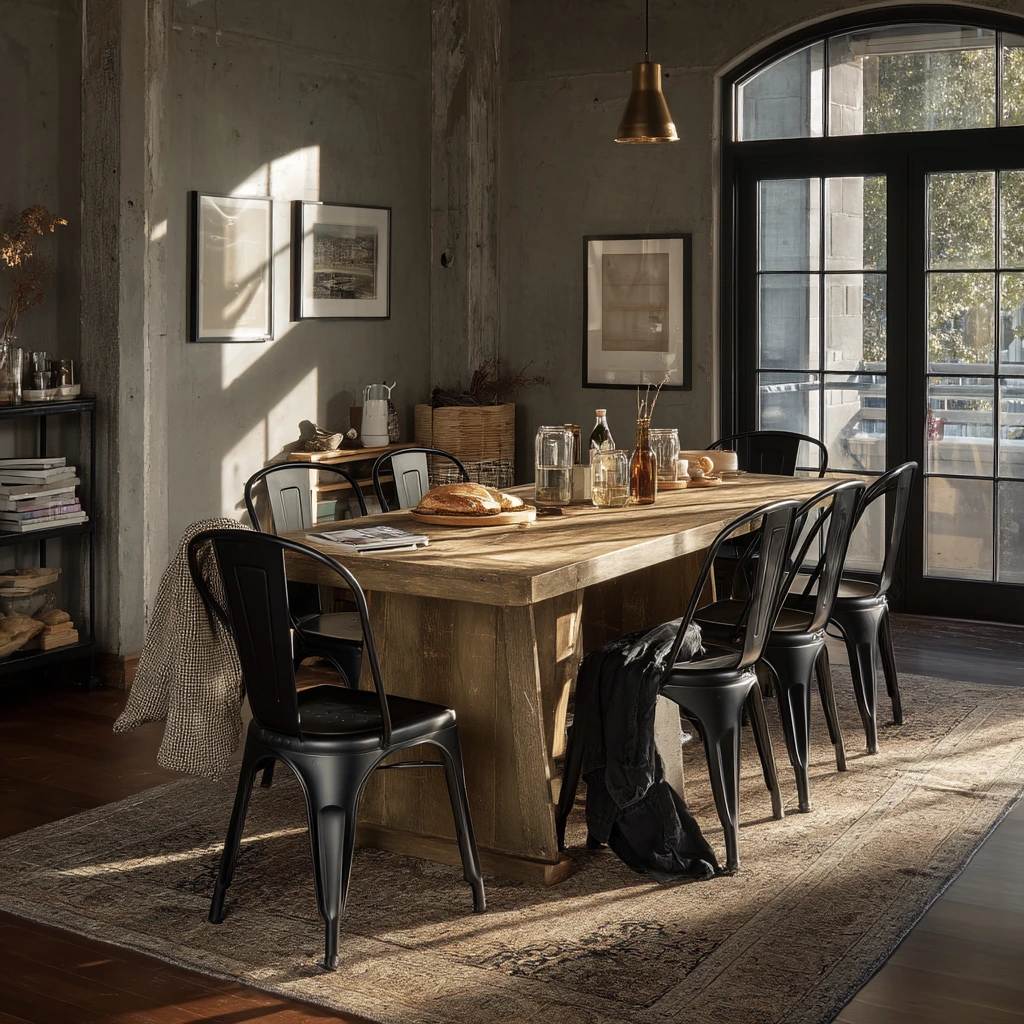 5. Industrial Dining Room with Warmth