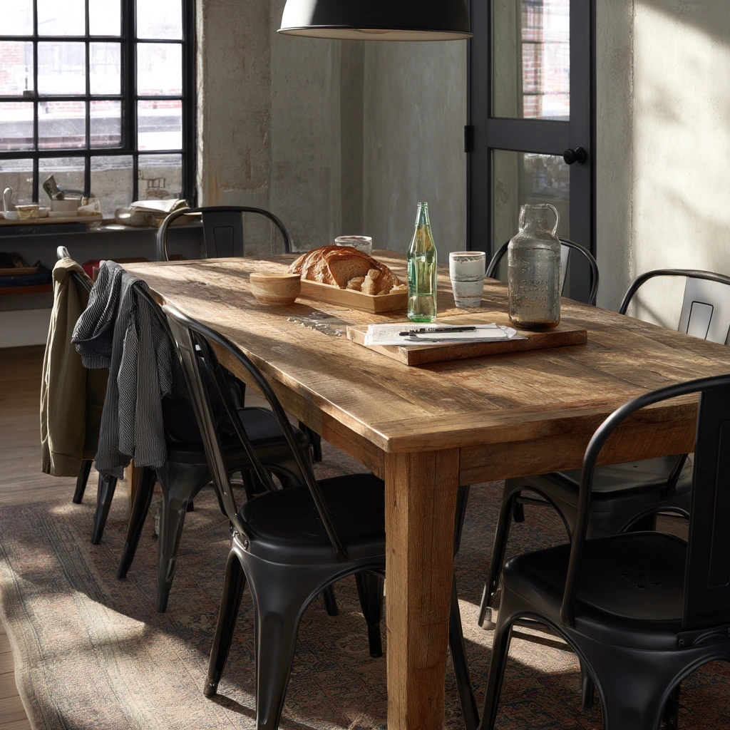 5. Industrial Dining Room with Warmth