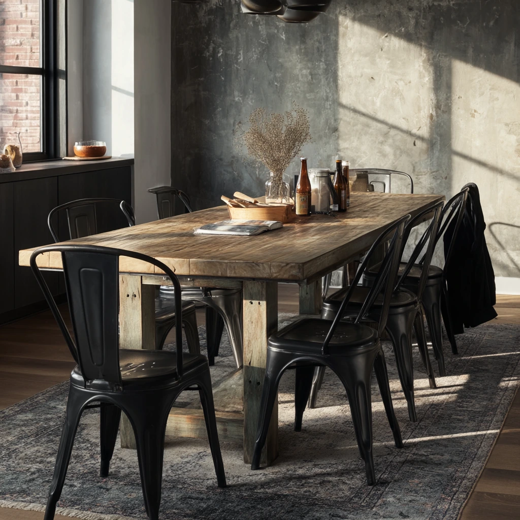 5. Industrial Dining Room with Warmth