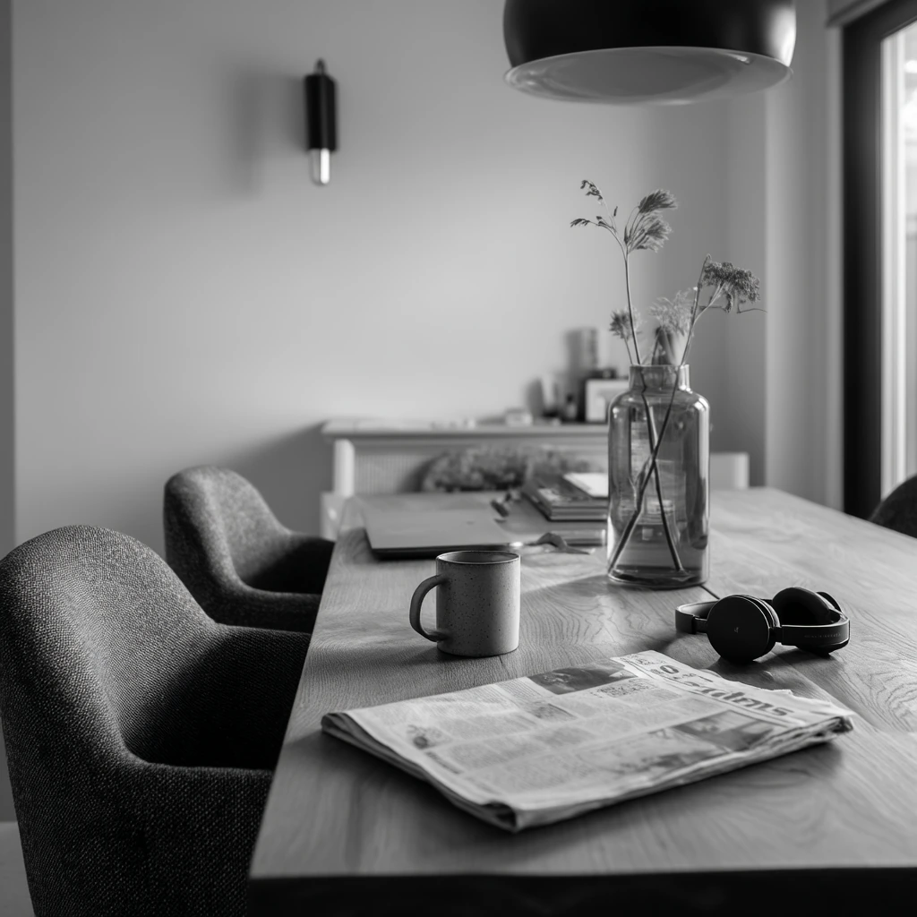 6. Quiet Monochrome Breakfast Room
