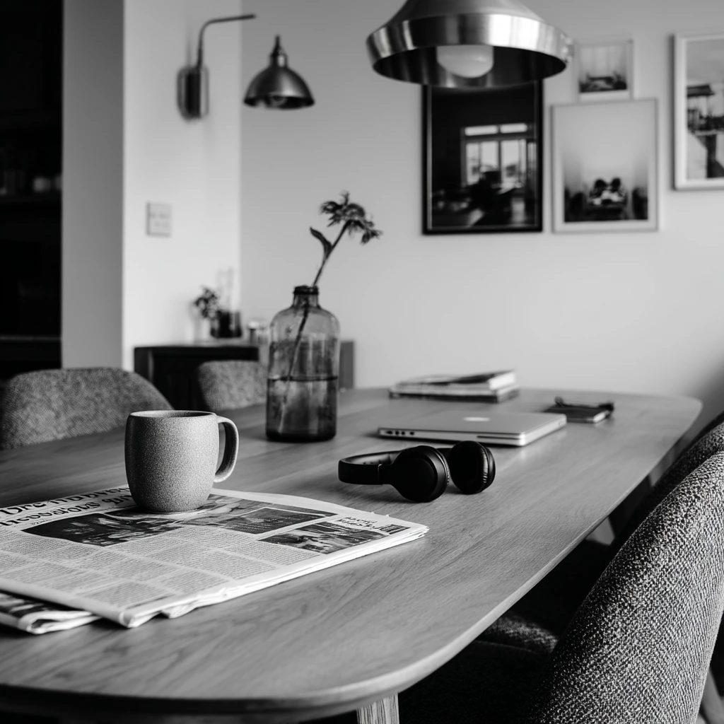 6. Quiet Monochrome Breakfast Room