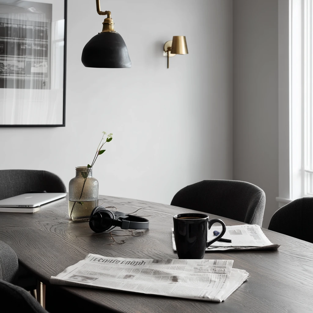 6. Quiet Monochrome Breakfast Room