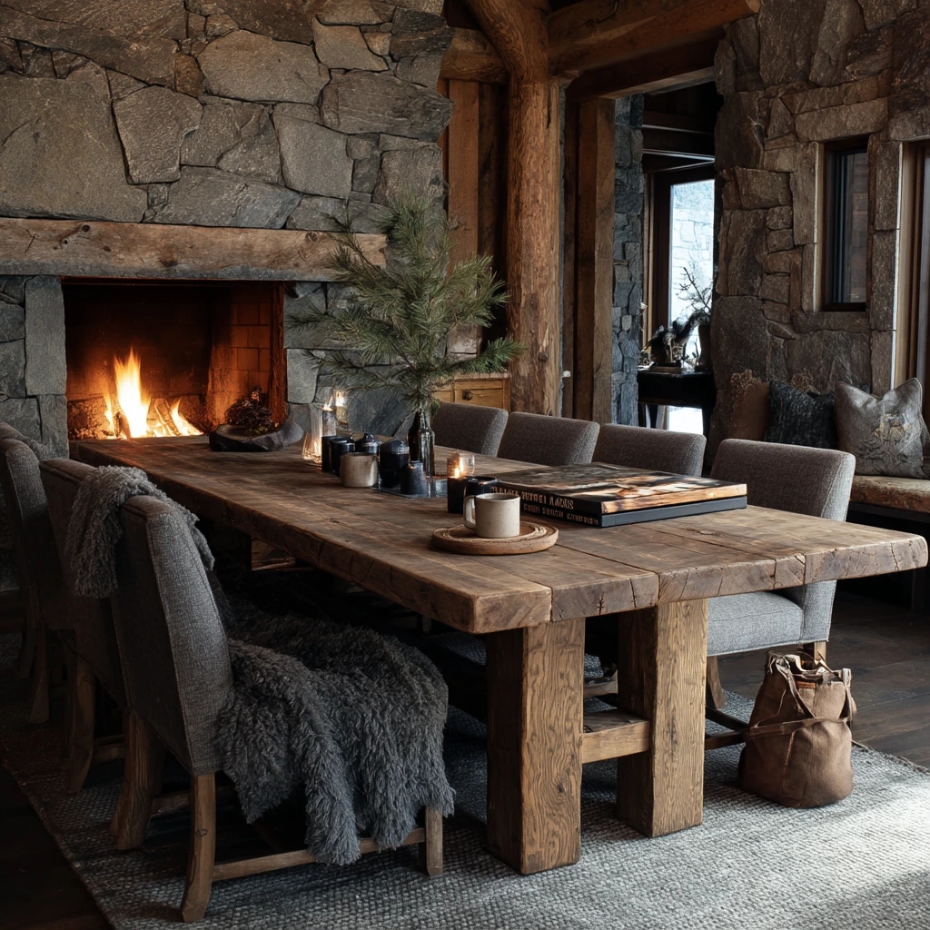 8. Rustic Mountain Home Dining Space