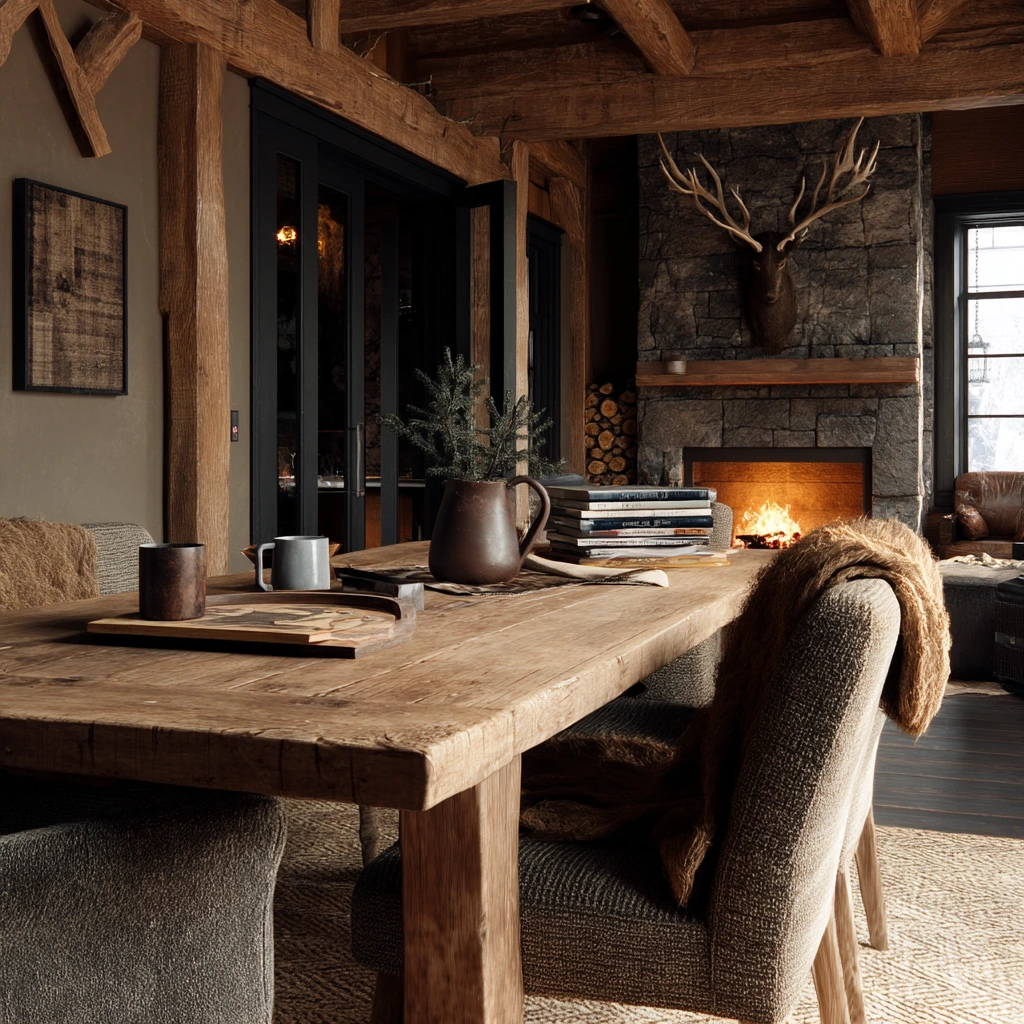 8. Rustic Mountain Home Dining Space