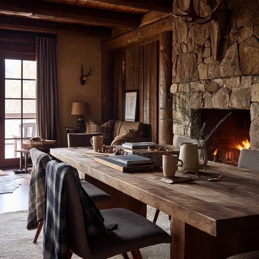 8. Rustic Mountain Home Dining Space