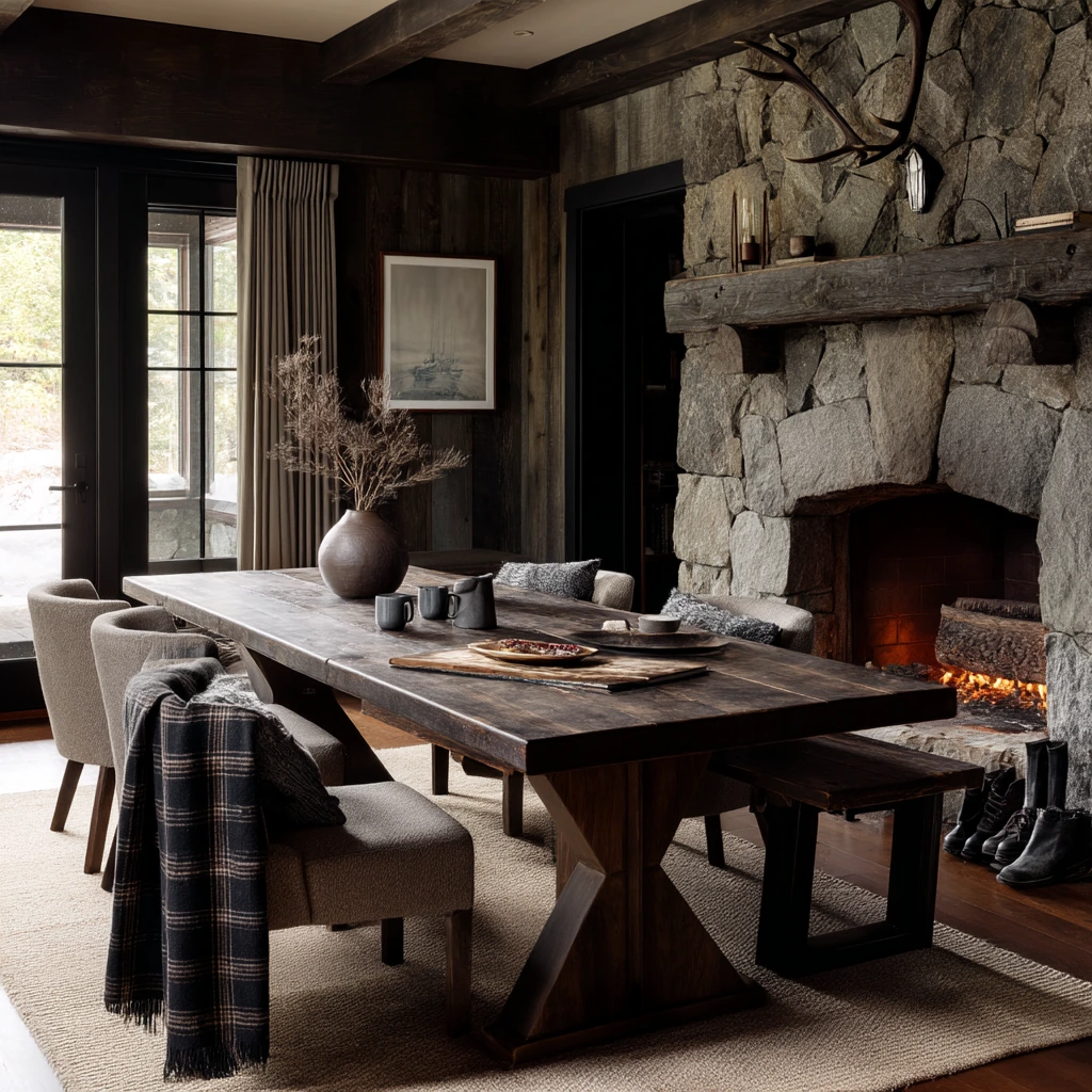 8. Rustic Mountain Home Dining Space