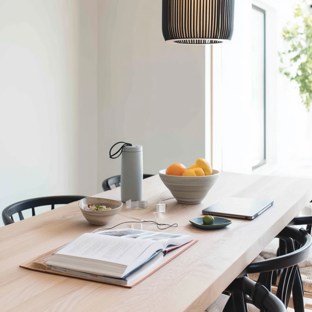 9. Minimal Wellness-Driven Dining Area