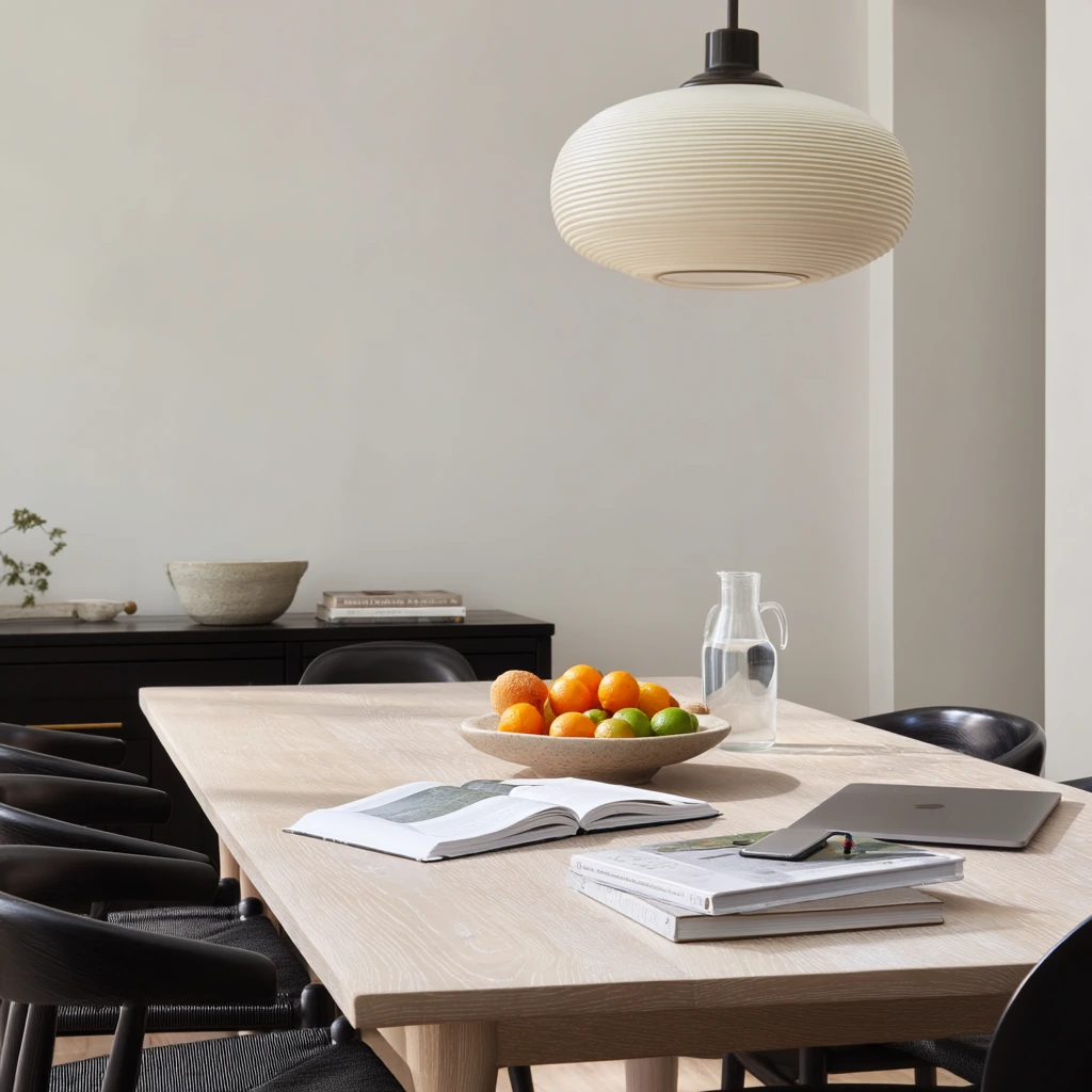 9. Minimal Wellness-Driven Dining Area
