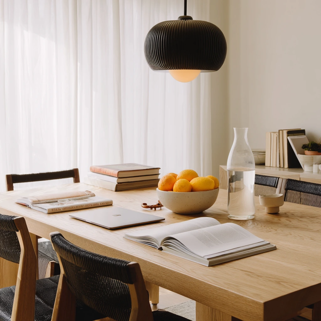 9. Minimal Wellness-Driven Dining Area