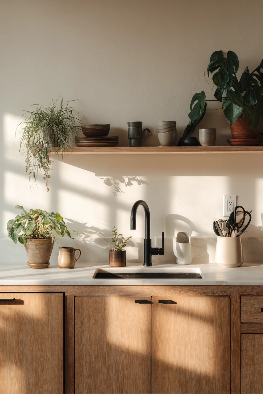 Plant-Led Minimal Kitchen Retreat