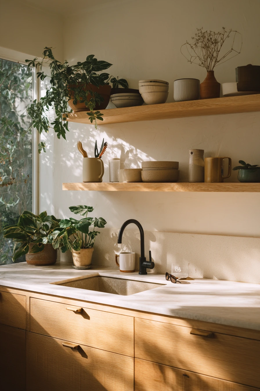 Plant-Led Minimal Kitchen Retreat