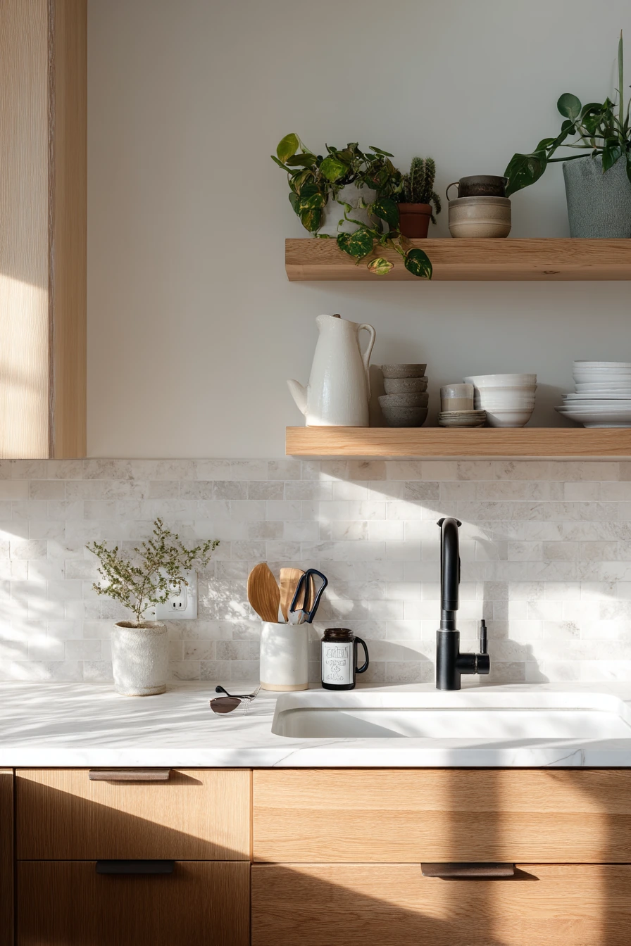 Plant-Led Minimal Kitchen Retreat